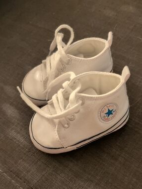 White Canvas Baby High-Top Sneakers